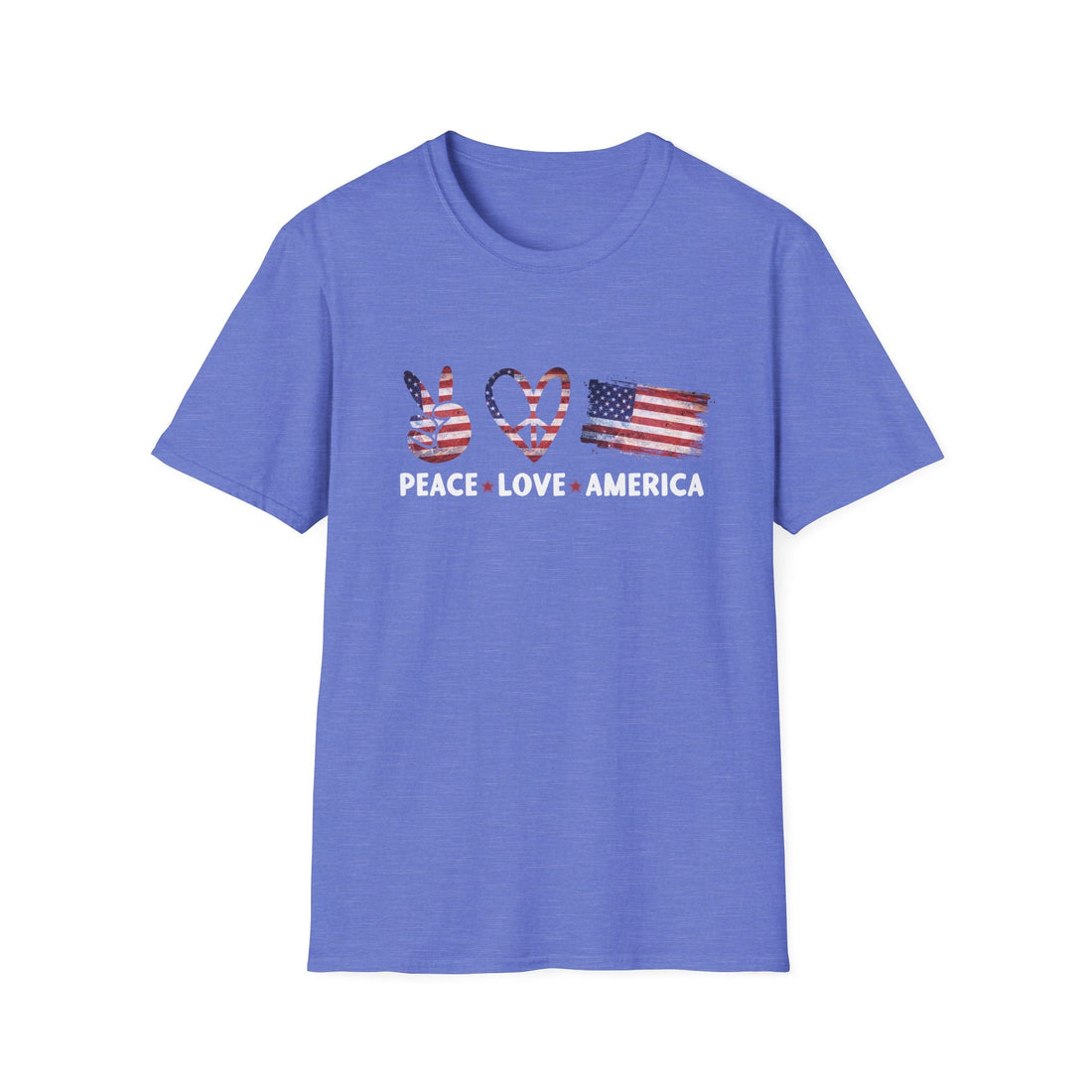 Patriotic Peace & Love T-Shirt, Unisex Tee, Casual Wear, American Flag Shirt, Great for Independence Day, Gifts for Him/Her - T-Shirt - Positively Sassy - Patriotic Peace & Love T-Shirt, Unisex Tee, Casual Wear, American Flag Shirt, Great for Independence Day, Gifts for Him/Her