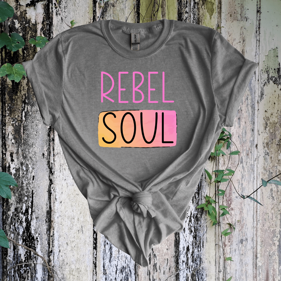 Rebel Soul Unisex Softstyle T-Shirt - Inspirational Graphic Tee for Free Spirits - T-Shirt - Positively Sassy - Rebel Soul Unisex Softstyle T-Shirt - Inspirational Graphic Tee for Free Spirits