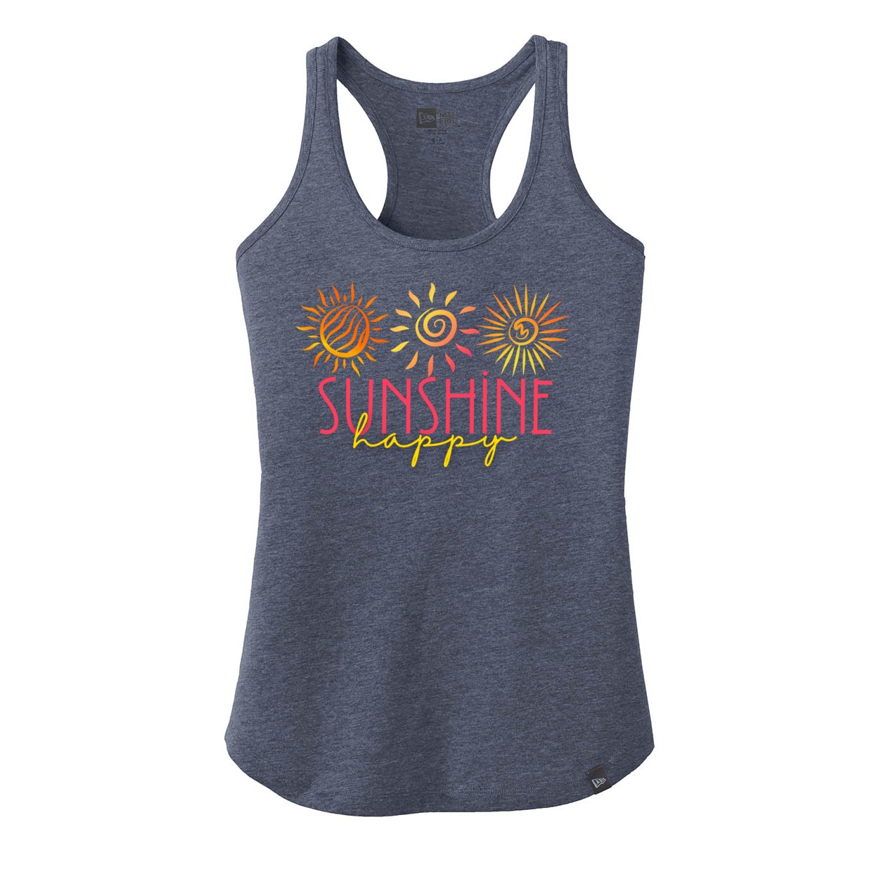 Sunshine Happy New Era Ladies Heritage Blend Racerback Tank. LNEA105 - Tank Tops - Positively Sassy - Sunshine Happy New Era Ladies Heritage Blend Racerback Tank. LNEA105
