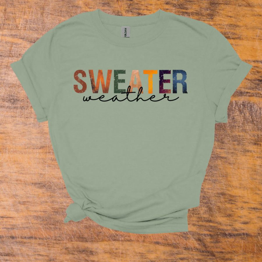 Sweater Weather Unisex T-Shirt, Cozy Fall Apparel, Gift for Autumn Lovers, Trendy Outfit, Casual Wear - T-Shirt - Positively Sassy - Sweater Weather Unisex T-Shirt, Cozy Fall Apparel, Gift for Autumn Lovers, Trendy Outfit, Casual Wear