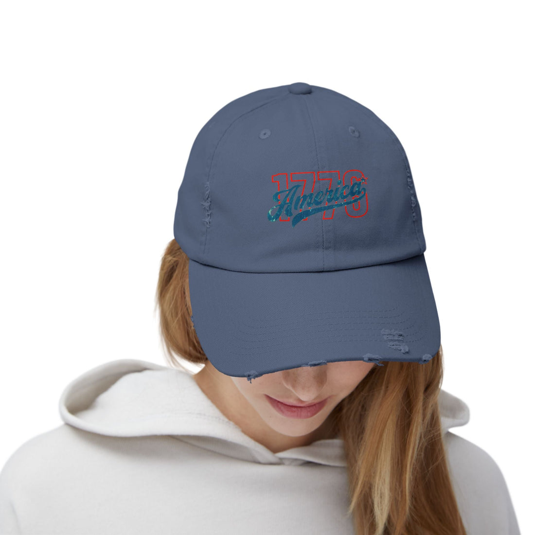 Unisex Distressed Cap with '1776 America' Design | Vintage American Style Hat, Perfect for Patriotic Occasions, Gifts, Casual Wear, [...] - Hats - Positively Sassy - Unisex Distressed Cap with '1776 America' Design | Vintage American Style Hat, Perfect for Patriotic Occasions, Gifts, Casual Wear, [...]