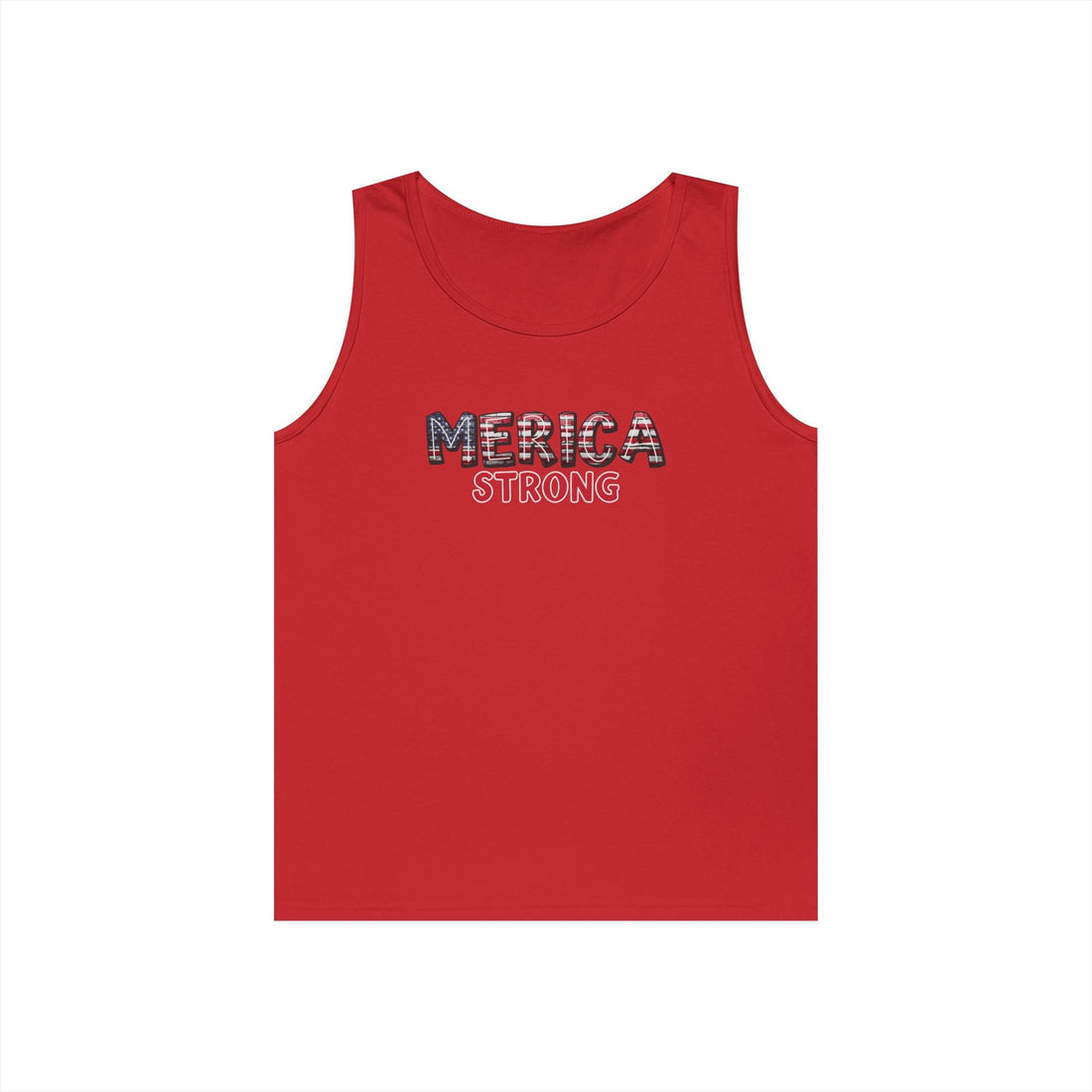 Unisex Heavy Cotton Tank Top 'Merica Strong - Patriotic Summer Apparel, Gift for July 4th, Outdoor BBQ, Independence Day, Casual Wear - Tank Top - Positively Sassy - Unisex Heavy Cotton Tank Top 'Merica Strong - Patriotic Summer Apparel, Gift for July 4th, Outdoor BBQ, Independence Day, Casual Wear