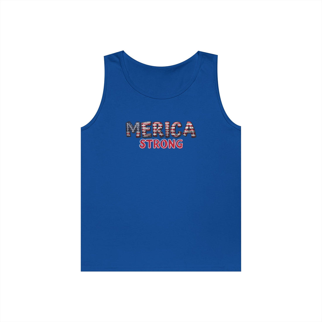 Unisex Heavy Cotton Tank Top 'Merica Strong - Patriotic Summer Apparel, Gift for July 4th, Outdoor BBQ, Independence Day, Casual Wear - Tank Top - Positively Sassy - Unisex Heavy Cotton Tank Top 'Merica Strong - Patriotic Summer Apparel, Gift for July 4th, Outdoor BBQ, Independence Day, Casual Wear