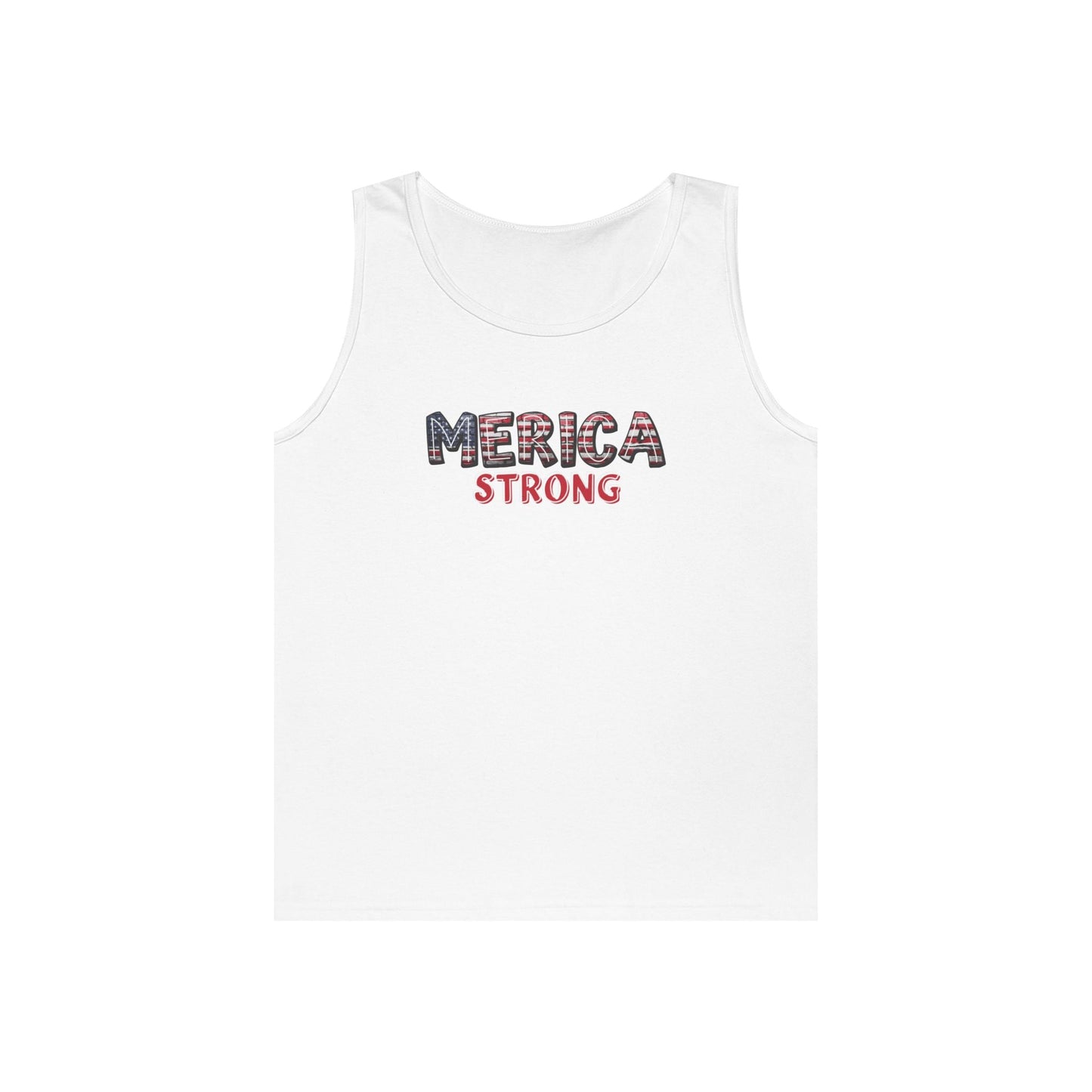 Unisex Heavy Cotton Tank Top 'Merica Strong - Patriotic Summer Apparel, Gift for July 4th, Outdoor BBQ, Independence Day, Casual Wear - Tank Top - Positively Sassy - Unisex Heavy Cotton Tank Top 'Merica Strong - Patriotic Summer Apparel, Gift for July 4th, Outdoor BBQ, Independence Day, Casual Wear