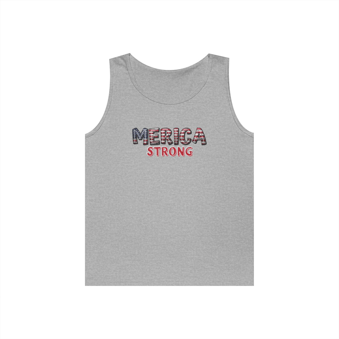 Unisex Heavy Cotton Tank Top 'Merica Strong - Patriotic Summer Apparel, Gift for July 4th, Outdoor BBQ, Independence Day, Casual Wear - Tank Top - Positively Sassy - Unisex Heavy Cotton Tank Top 'Merica Strong - Patriotic Summer Apparel, Gift for July 4th, Outdoor BBQ, Independence Day, Casual Wear