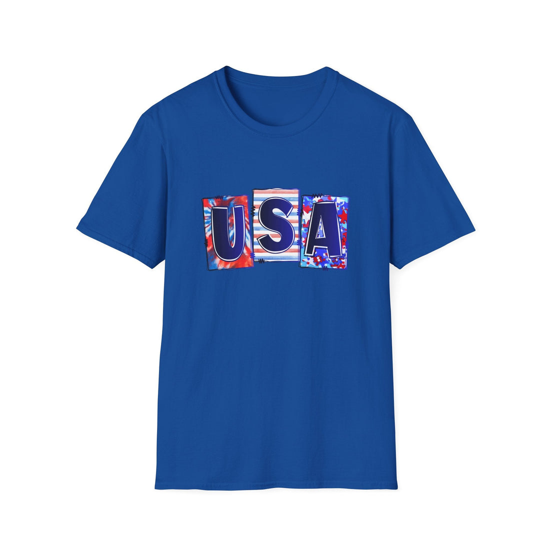 USA Graphic Unisex Softstyle T-Shirt - Patriotic Apparel, Independence Day, Casual Wear, Gift for Him/Her - T-Shirt - Positively Sassy - USA Graphic Unisex Softstyle T-Shirt - Patriotic Apparel, Independence Day, Casual Wear, Gift for Him/Her