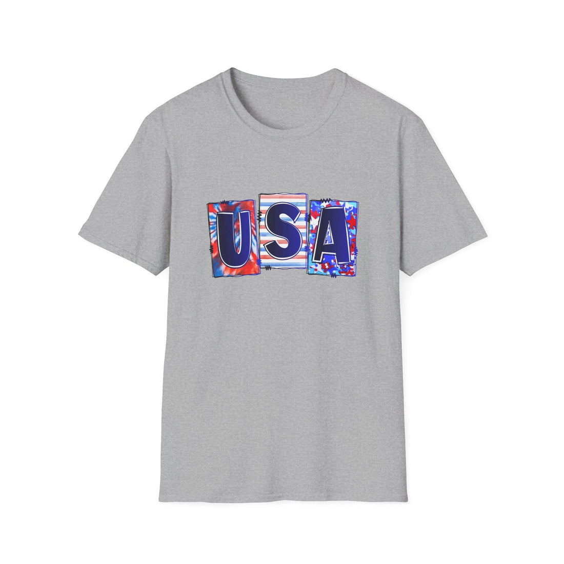 USA Graphic Unisex Softstyle T-Shirt - Patriotic Apparel, Independence Day, Casual Wear, Gift for Him/Her - T-Shirt - Positively Sassy - USA Graphic Unisex Softstyle T-Shirt - Patriotic Apparel, Independence Day, Casual Wear, Gift for Him/Her