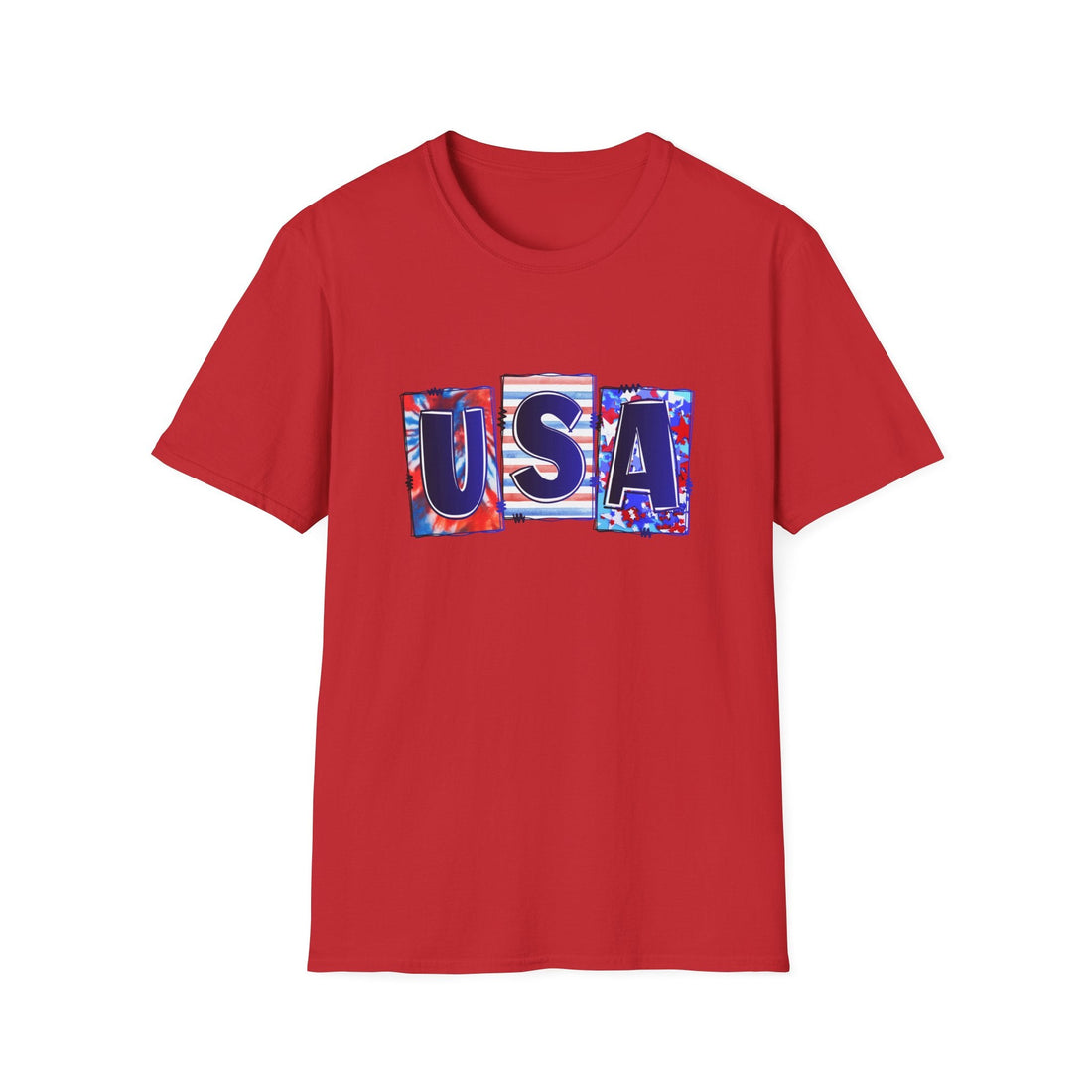 USA Graphic Unisex Softstyle T-Shirt - Patriotic Apparel, Independence Day, Casual Wear, Gift for Him/Her - T-Shirt - Positively Sassy - USA Graphic Unisex Softstyle T-Shirt - Patriotic Apparel, Independence Day, Casual Wear, Gift for Him/Her