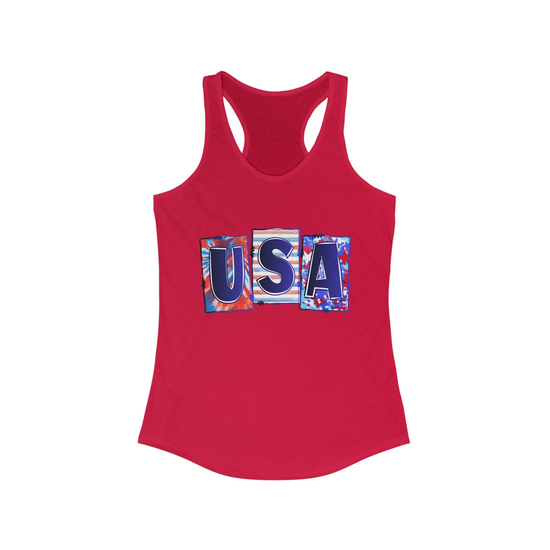 USA Patriotic Racerback Tank Top for Women - Perfect for Summer, 4th of July, Festivals, Sports, Yoga - Tank Top - Positively Sassy - USA Patriotic Racerback Tank Top for Women - Perfect for Summer, 4th of July, Festivals, Sports, Yoga