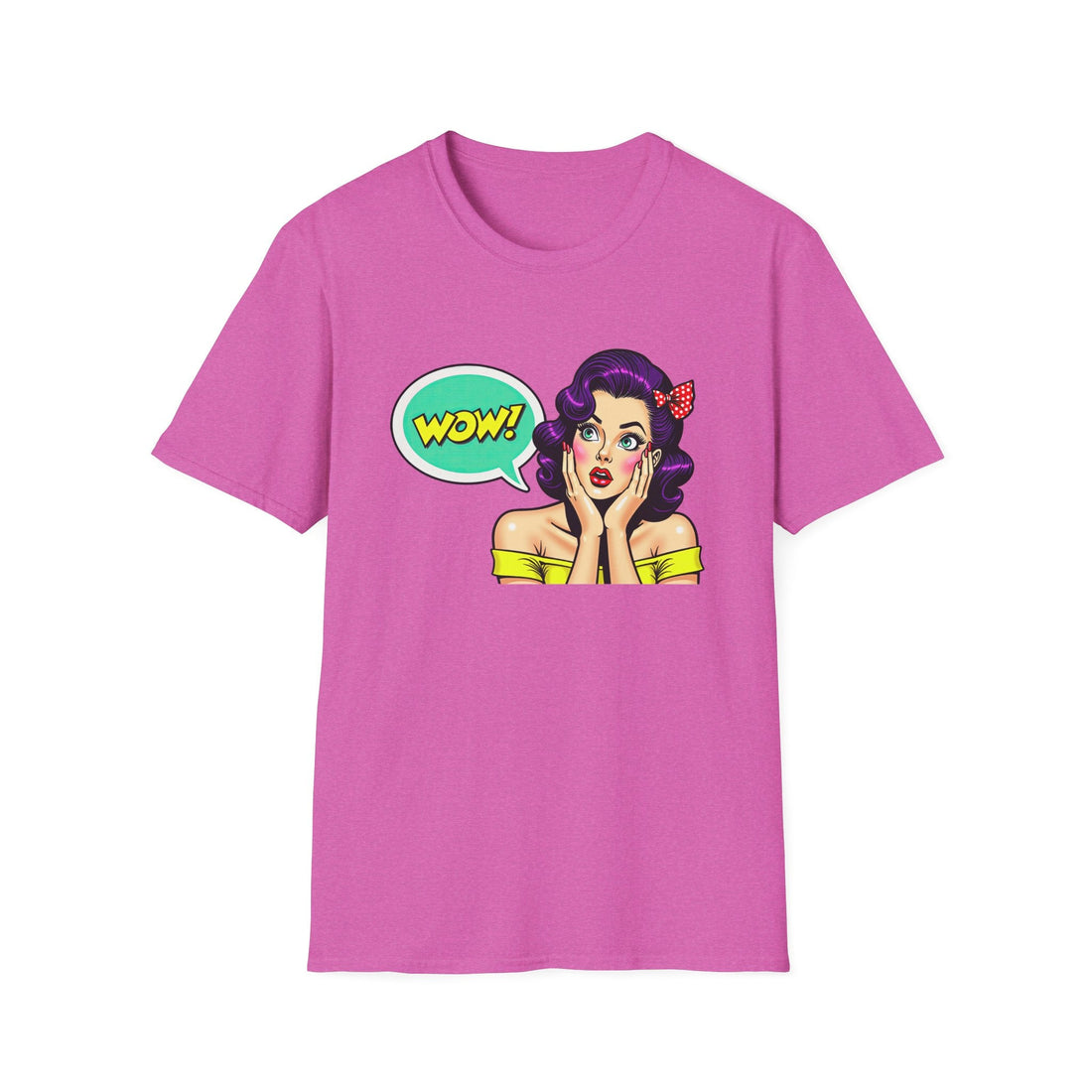 WOW! Vintage Pop Art Unisex Softstyle T-Shirt, Graphic Tee, Gift for Her, Retro Style, Casual Wear, Birthday Gift, Statement Shirt - T-Shirt - Positively Sassy - WOW! Vintage Pop Art Unisex Softstyle T-Shirt, Graphic Tee, Gift for Her, Retro Style, Casual Wear, Birthday Gift, Statement Shirt