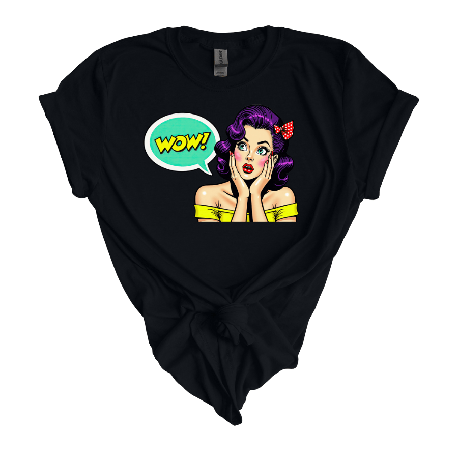 WOW! Vintage Pop Art Unisex Softstyle T-Shirt, Graphic Tee, Gift for Her, Retro Style, Casual Wear, Birthday Gift, Statement Shirt - T-Shirt - Positively Sassy - WOW! Vintage Pop Art Unisex Softstyle T-Shirt, Graphic Tee, Gift for Her, Retro Style, Casual Wear, Birthday Gift, Statement Shirt