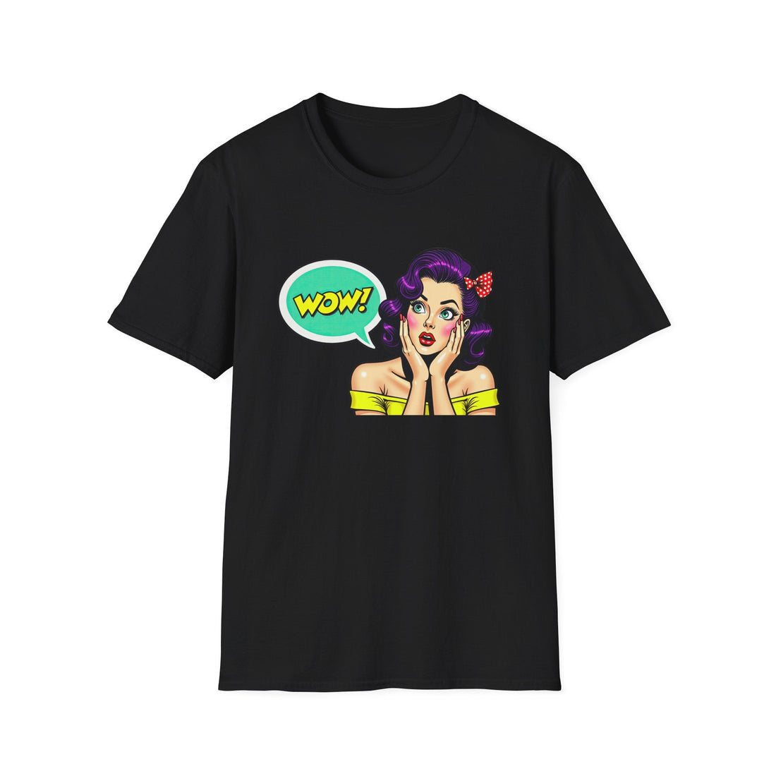WOW! Vintage Pop Art Unisex Softstyle T-Shirt, Graphic Tee, Gift for Her, Retro Style, Casual Wear, Birthday Gift, Statement Shirt - T-Shirt - Positively Sassy - WOW! Vintage Pop Art Unisex Softstyle T-Shirt, Graphic Tee, Gift for Her, Retro Style, Casual Wear, Birthday Gift, Statement Shirt