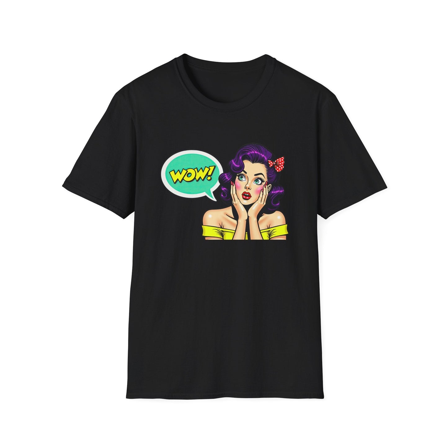 WOW! Vintage Pop Art Unisex Softstyle T-Shirt, Graphic Tee, Gift for Her, Retro Style, Casual Wear, Birthday Gift, Statement Shirt - T-Shirt - Positively Sassy - WOW! Vintage Pop Art Unisex Softstyle T-Shirt, Graphic Tee, Gift for Her, Retro Style, Casual Wear, Birthday Gift, Statement Shirt