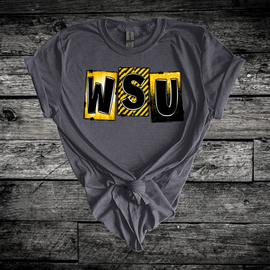 WSU Letters Softstyle T-Shirt - T-Shirt - Positively Sassy - WSU Letters Softstyle T-Shirt