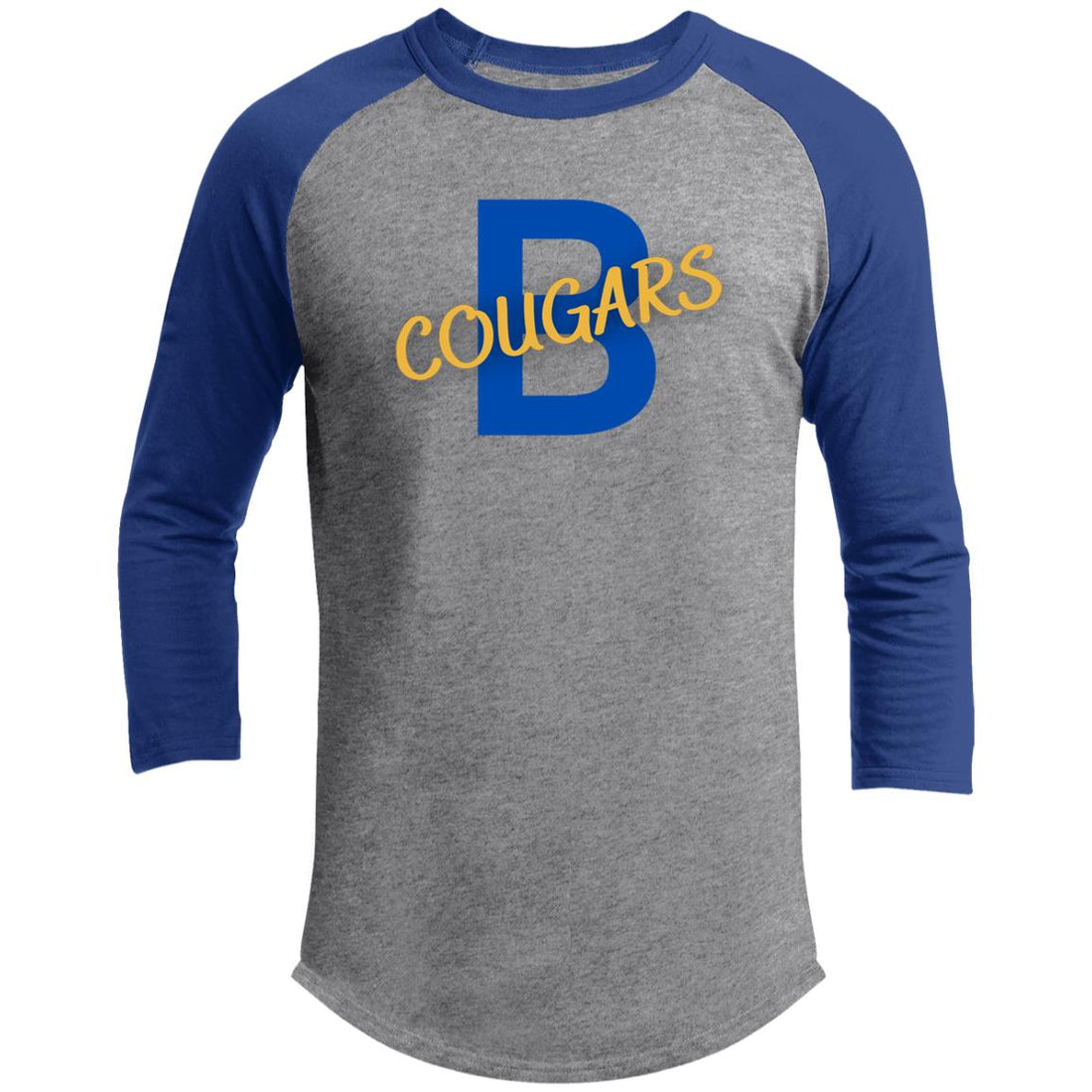 B Cougars 3/4 Raglan Sleeve Shirt - T-Shirts - Positively Sassy - B Cougars 3/4 Raglan Sleeve Shirt