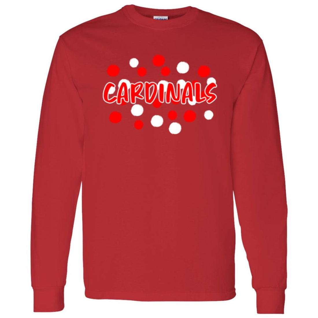 Cardinal Dots LS T-Shirt 5.3 oz. - T-Shirts - Positively Sassy - Cardinal Dots LS T-Shirt 5.3 oz.