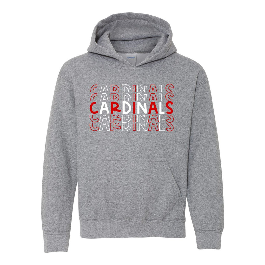 Cardinal Repeat Youth Hooded Sweatshirt - Sweaters/Hoodies - Positively Sassy - Cardinal Repeat Youth Hooded Sweatshirt