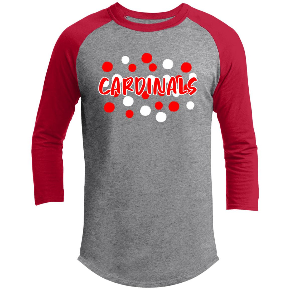 Cardinal Spots 3/4 Raglan Sleeve Shirt - T-Shirts - Positively Sassy - Cardinal Spots 3/4 Raglan Sleeve Shirt