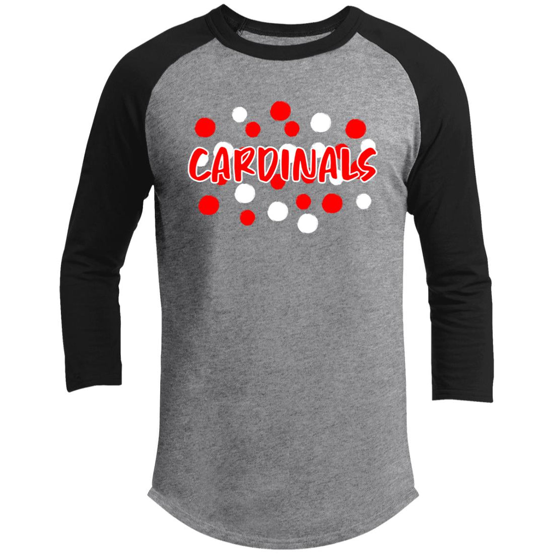 Cardinal Spots 3/4 Raglan Sleeve Shirt - T-Shirts - Positively Sassy - Cardinal Spots 3/4 Raglan Sleeve Shirt