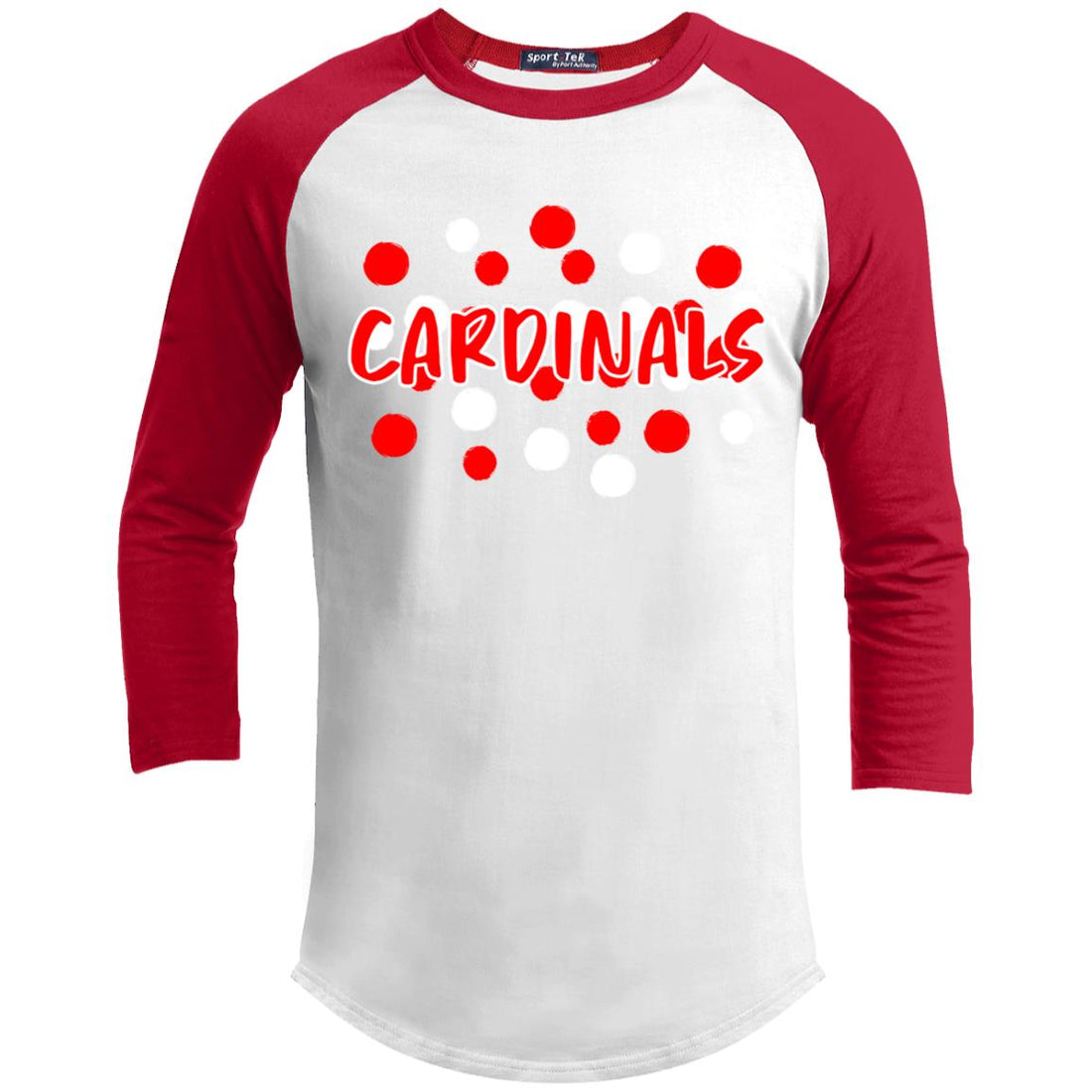 Cardinal Spots Youth 3/4 Raglan Sleeve Shirt - T-Shirts - Positively Sassy - Cardinal Spots Youth 3/4 Raglan Sleeve Shirt