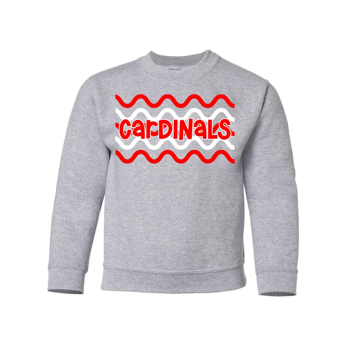 Cardinal Waves Youth Crewneck Sweatshirt - Kids/Babies - Positively Sassy - Cardinal Waves Youth Crewneck Sweatshirt