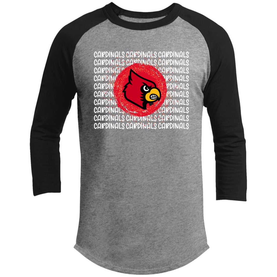 Cardinals Repeat T200 3/4 Raglan Sleeve Shirt - T-Shirts - Positively Sassy - Cardinals Repeat T200 3/4 Raglan Sleeve Shirt