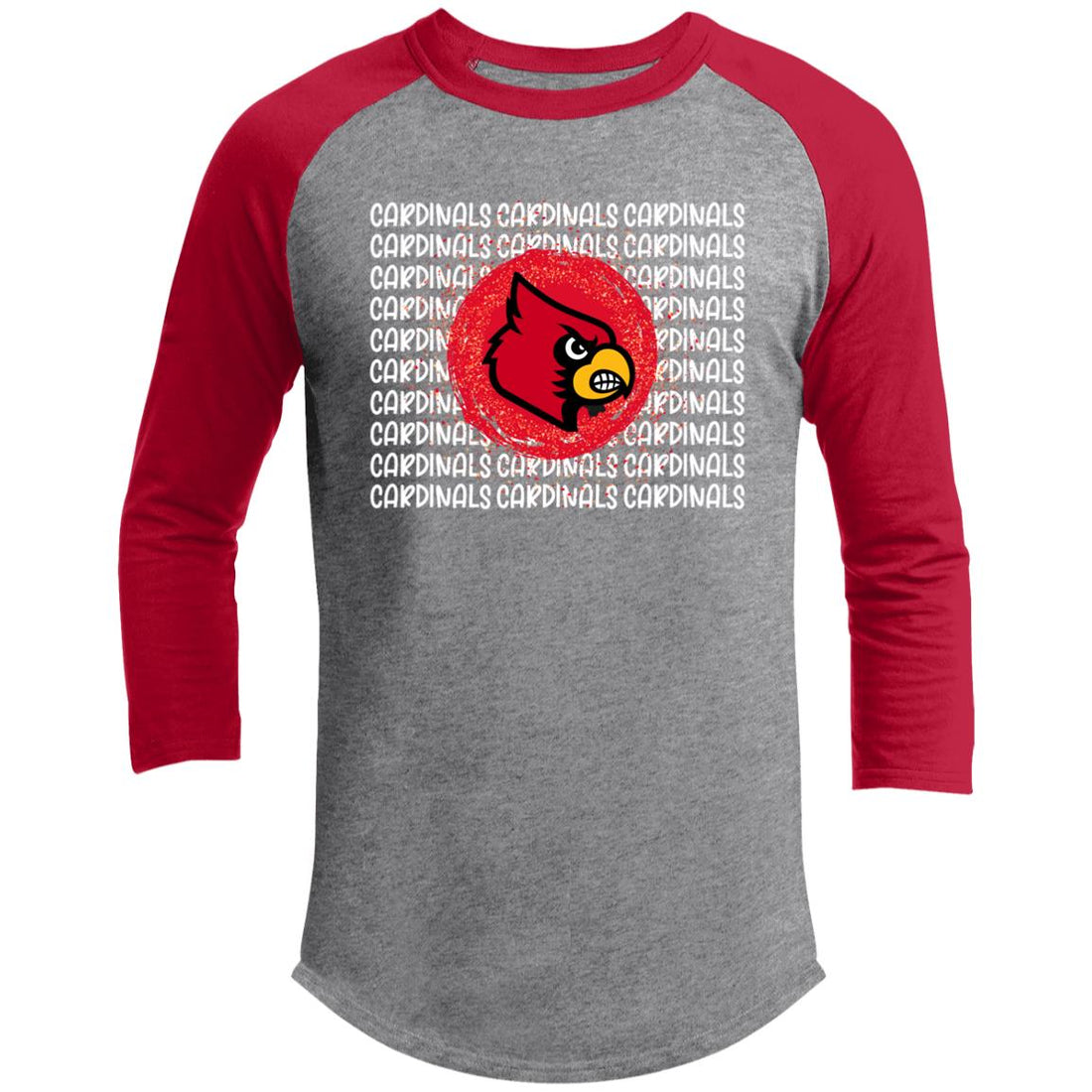 Cardinals Repeat T200 3/4 Raglan Sleeve Shirt - T-Shirts - Positively Sassy - Cardinals Repeat T200 3/4 Raglan Sleeve Shirt