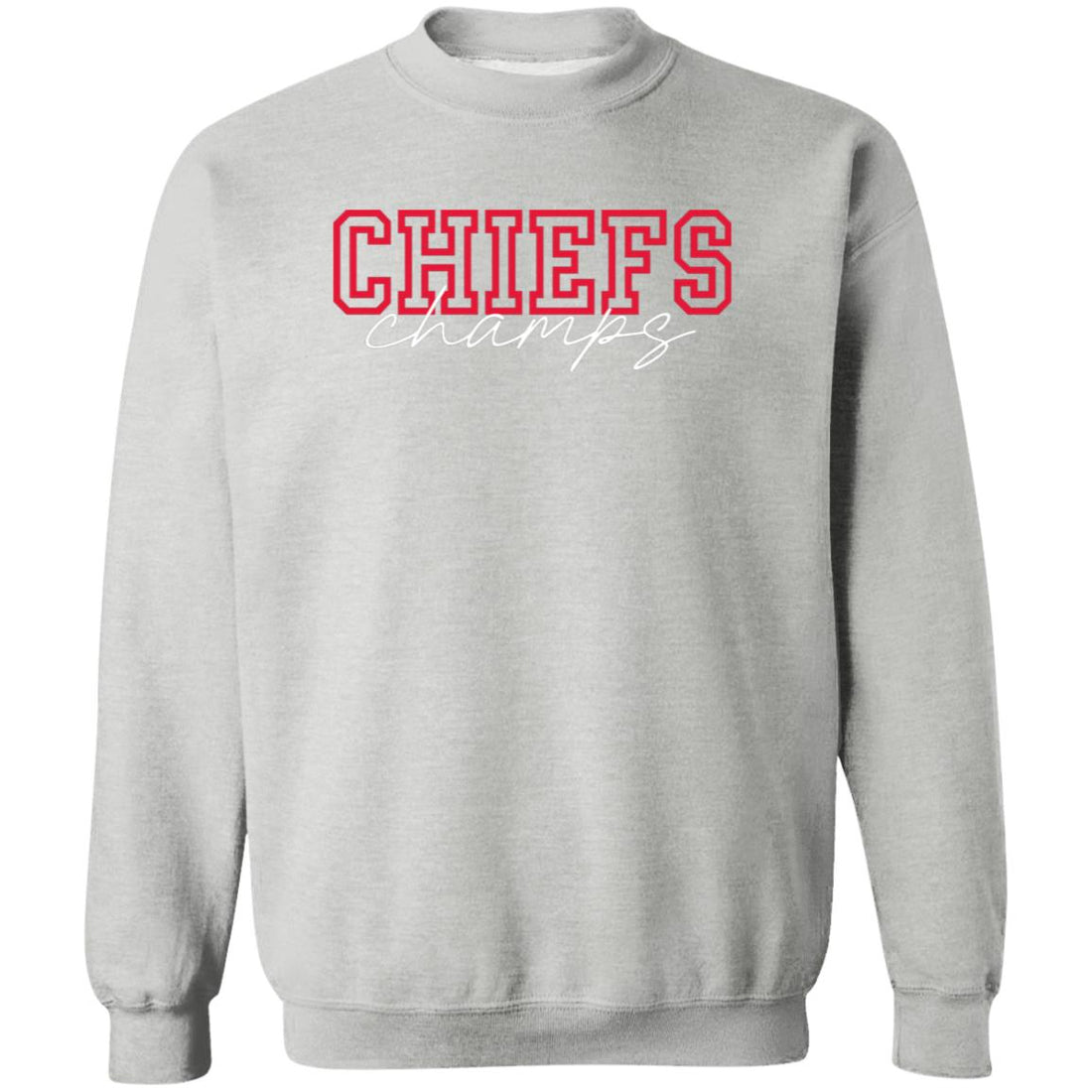 Chiefs Champs Crewneck Pullover Sweatshirt - Sweatshirts - Positively Sassy - Chiefs Champs Crewneck Pullover Sweatshirt