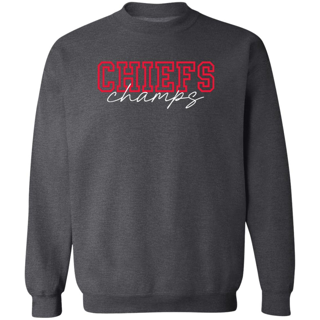 Chiefs Champs Crewneck Pullover Sweatshirt - Sweatshirts - Positively Sassy - Chiefs Champs Crewneck Pullover Sweatshirt