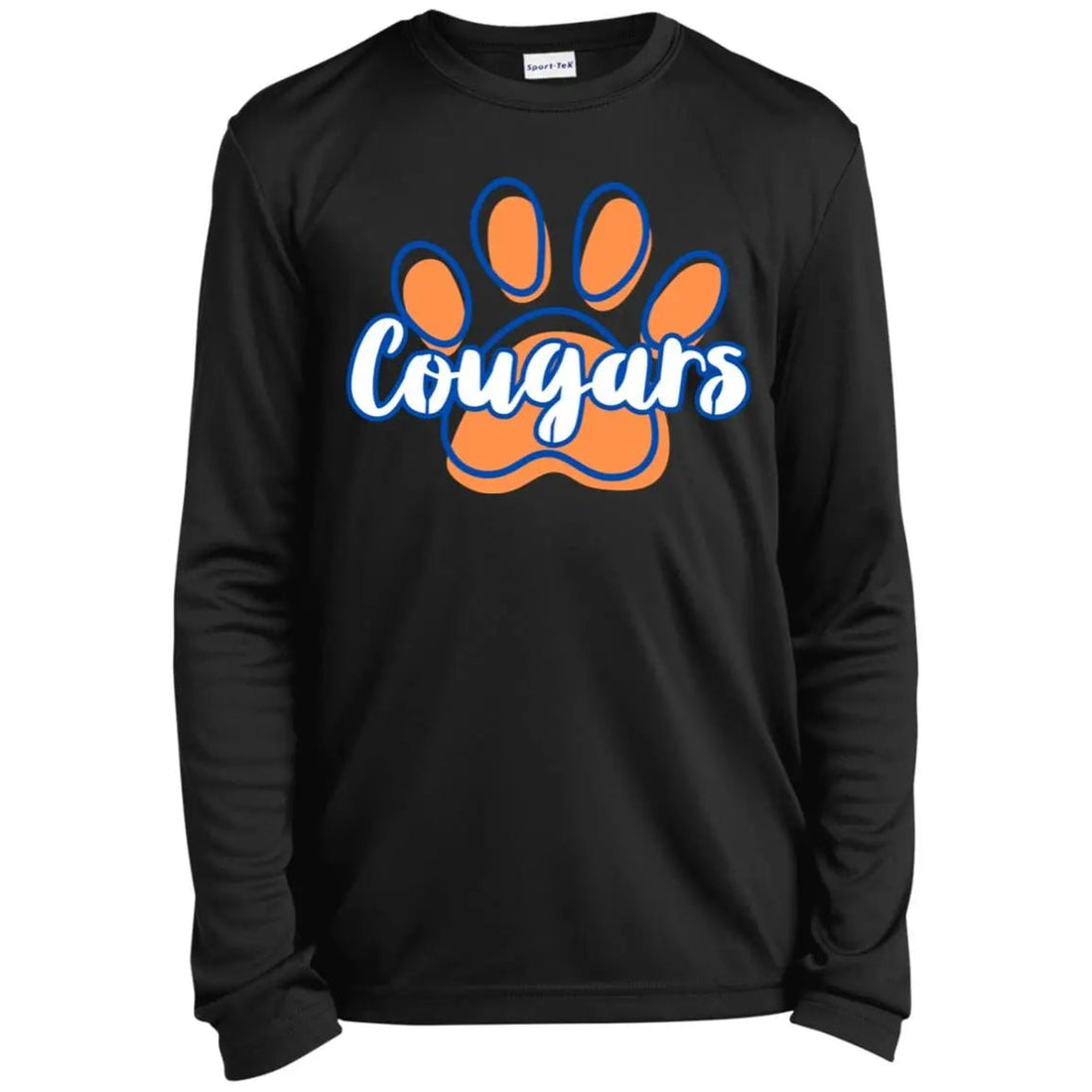 Cougar Paw Youth Long Sleeve Performance Tee - T-Shirts - Positively Sassy - Cougar Paw Youth Long Sleeve Performance Tee