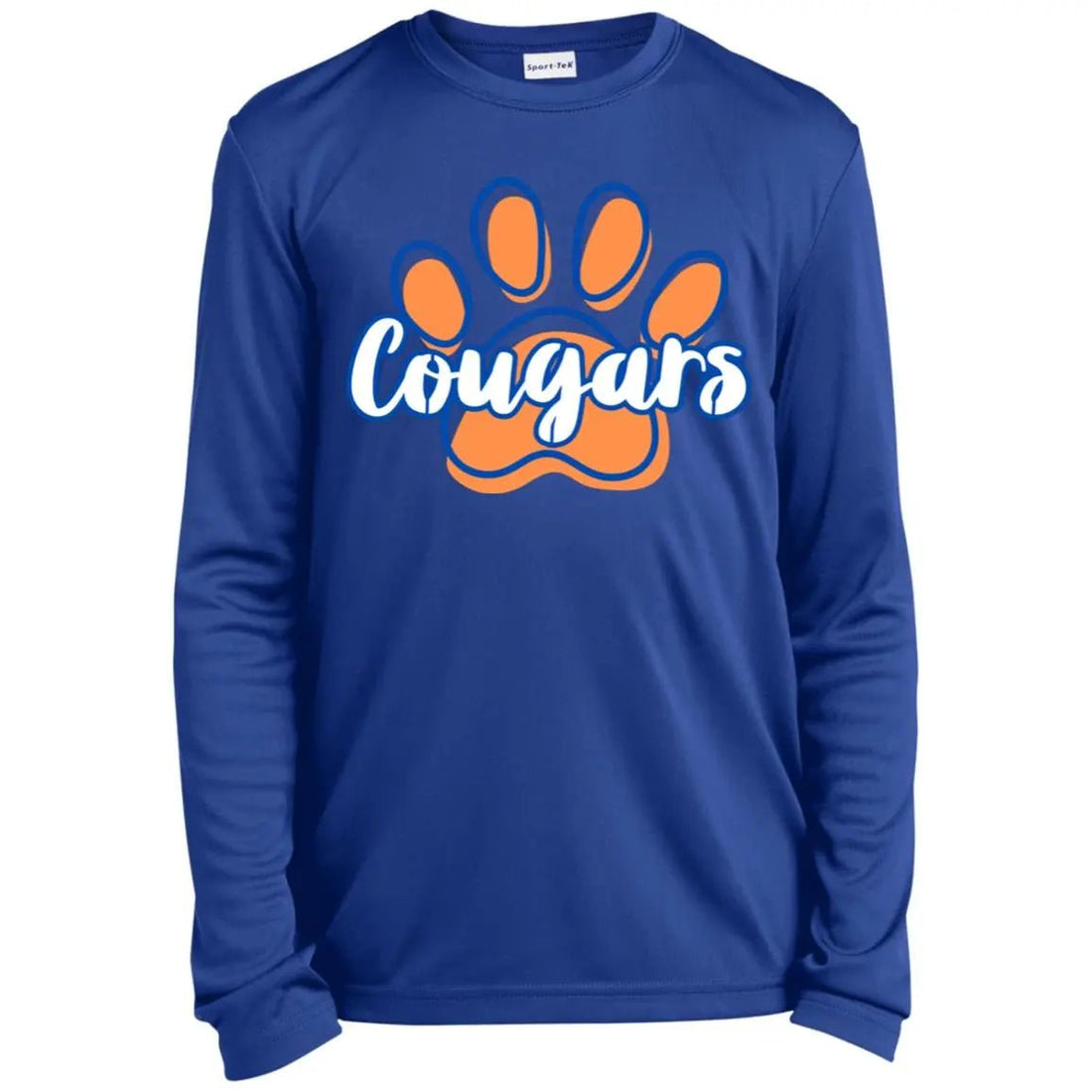 Cougar Paw Youth Long Sleeve Performance Tee - T-Shirts - Positively Sassy - Cougar Paw Youth Long Sleeve Performance Tee