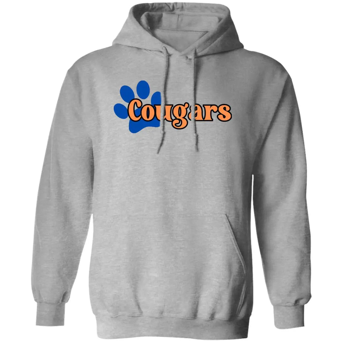 Cougars Blue Paw Pullover Hoodie - Sweatshirts - Positively Sassy - Cougars Blue Paw Pullover Hoodie