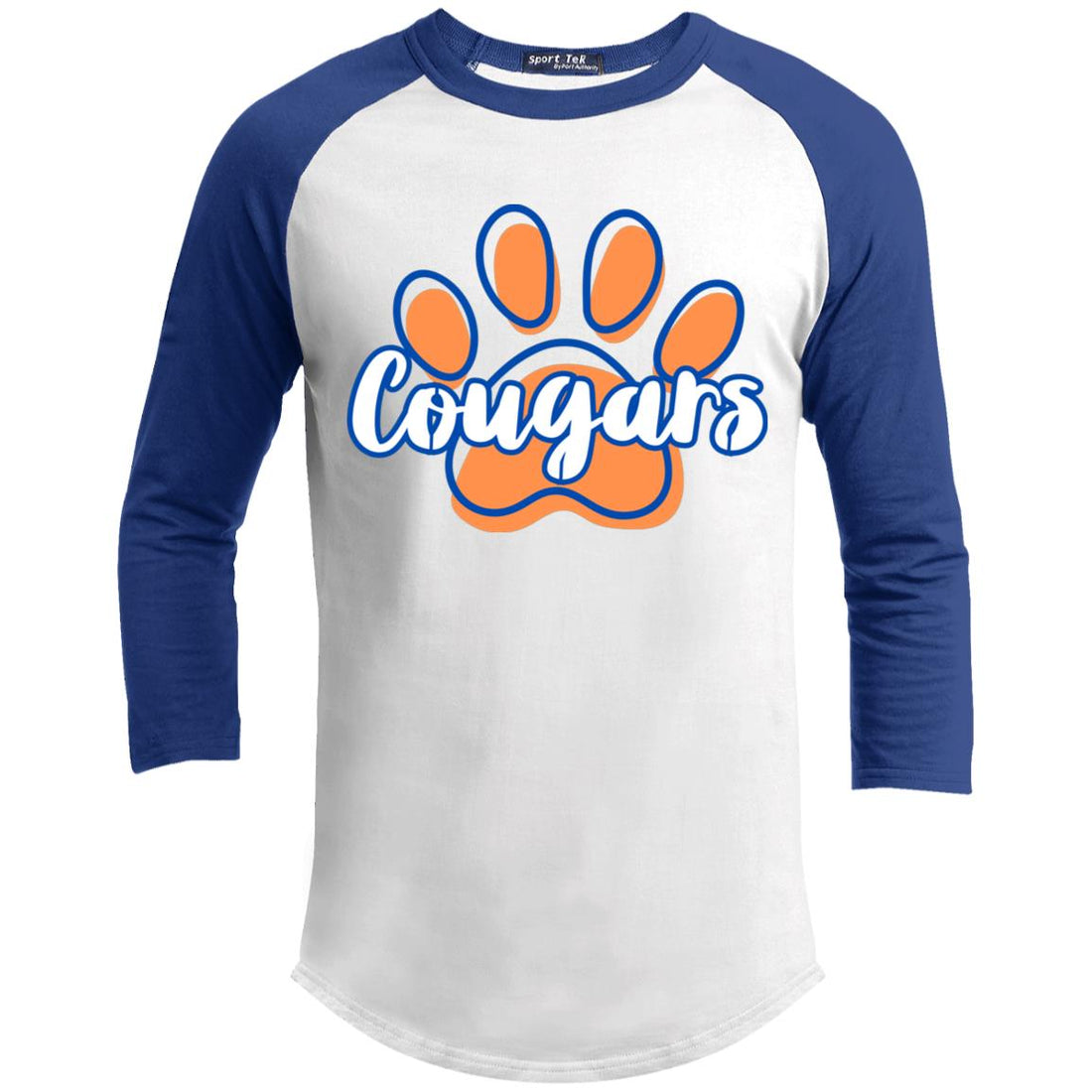 Cougars Orange Paw YT200 Youth 3/4 Raglan Sleeve Shirt - T-Shirts - Positively Sassy - Cougars Orange Paw YT200 Youth 3/4 Raglan Sleeve Shirt