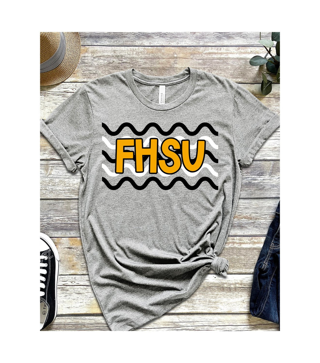 FHSU Wave Unisex Jersey Short-Sleeve T-Shirt - T-Shirts - Positively Sassy - FHSU Wave Unisex Jersey Short-Sleeve T-Shirt