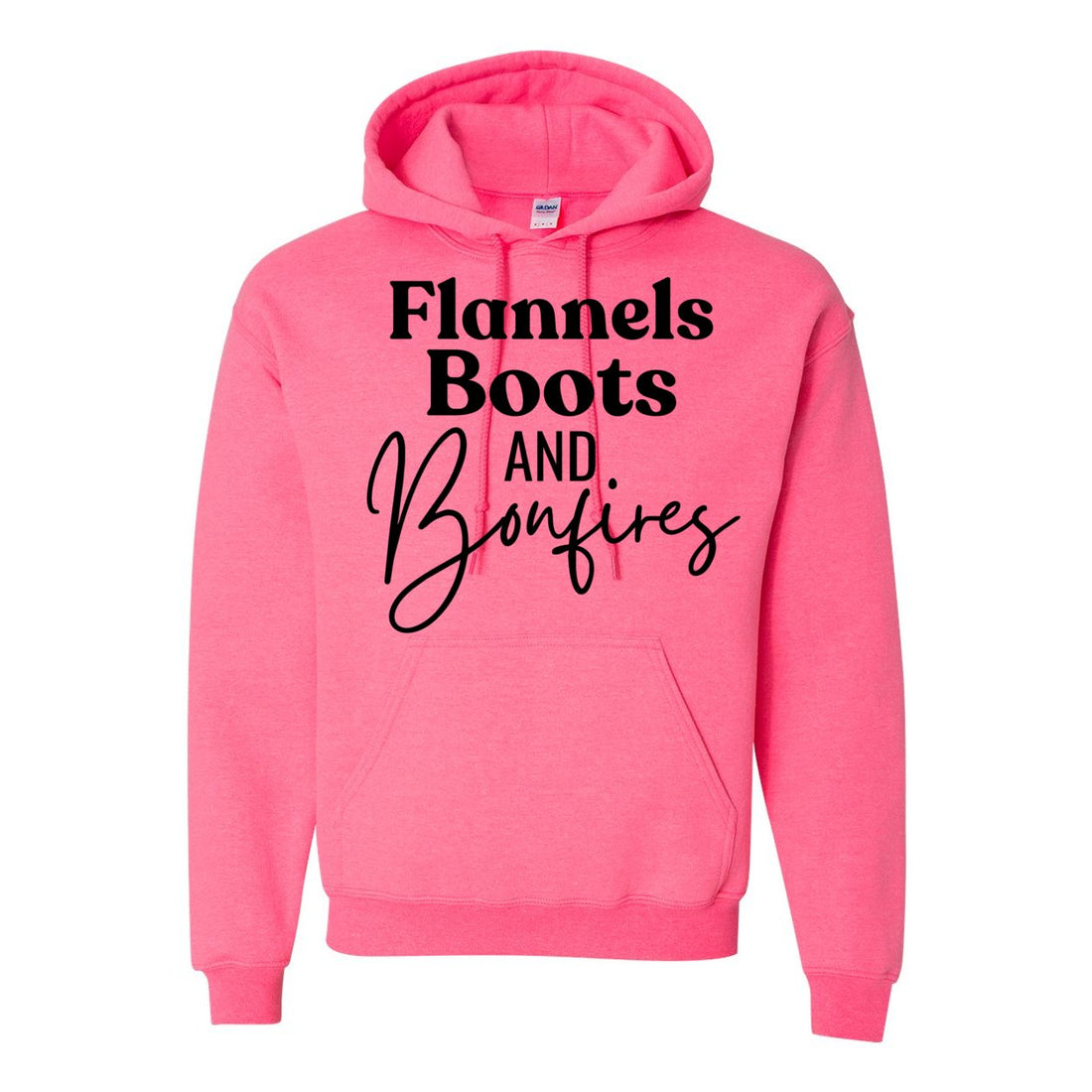 Flannels Boots & Bonfires Hooded Sweatshirt - Sweaters/Hoodies - Positively Sassy - Flannels Boots & Bonfires Hooded Sweatshirt