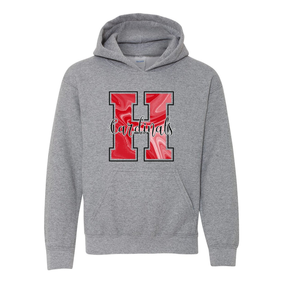 H Cardinals Youth Hooded Sweatshirt - Sweaters/Hoodies - Positively Sassy - H Cardinals Youth Hooded Sweatshirt