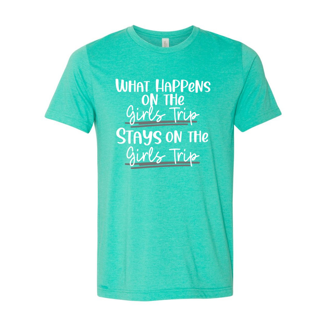 Happens On Girls Trip Short Sleeve Jersey Tee - T-Shirts - Positively Sassy - Happens On Girls Trip Short Sleeve Jersey Tee