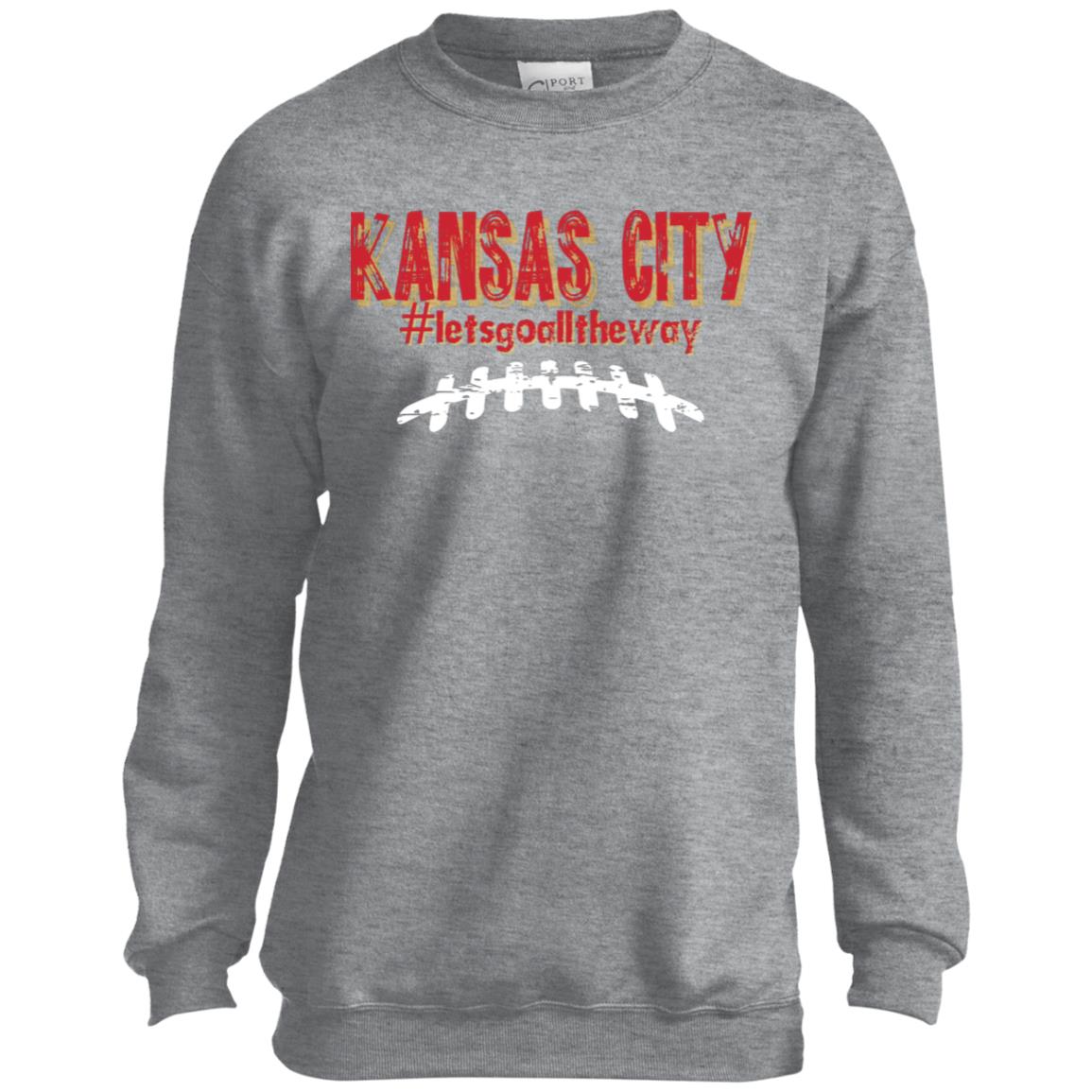 KC All the Way Youth Crewneck Sweatshirt - Sweatshirts - Positively Sassy - KC All the Way Youth Crewneck Sweatshirt