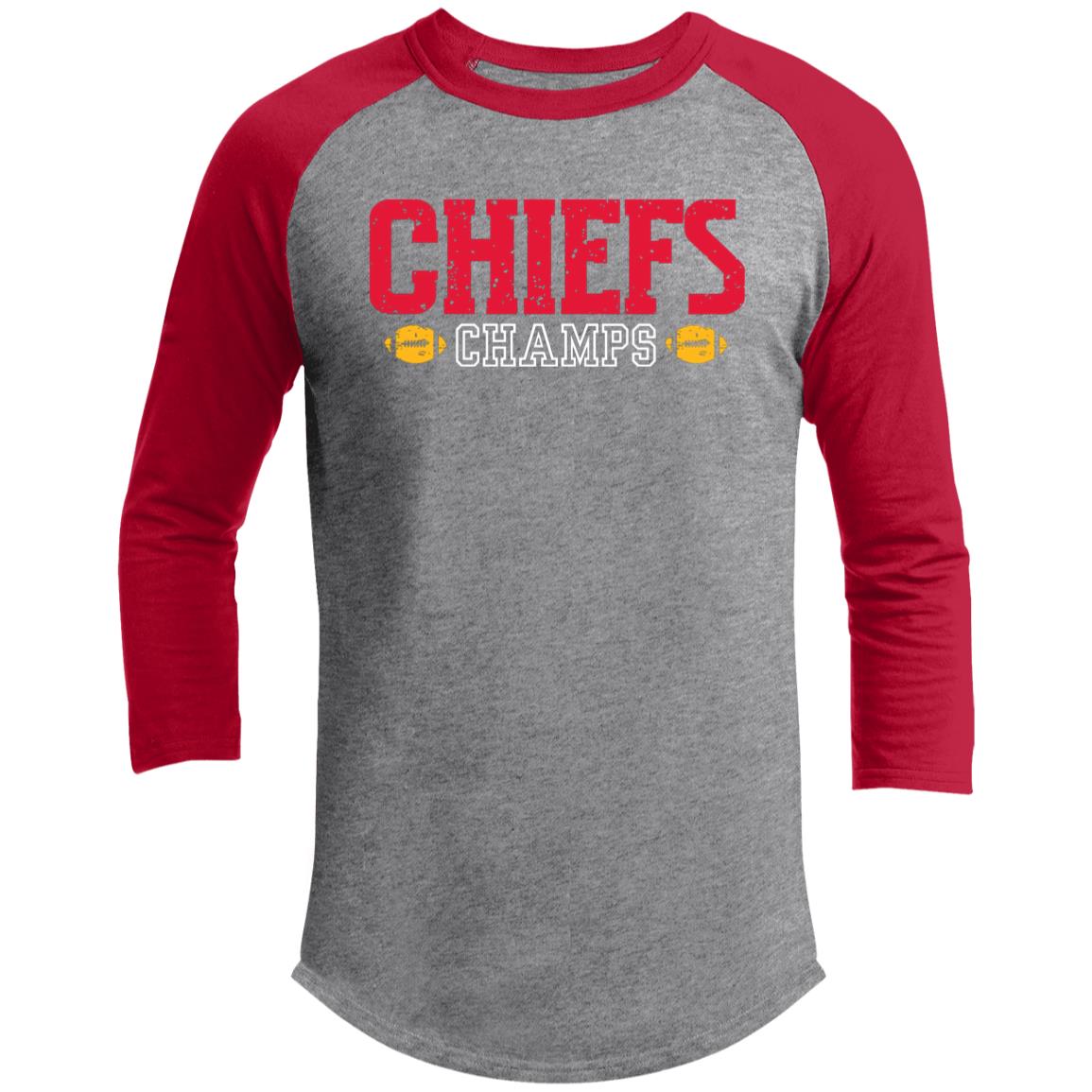 KC Champs 3/4 Raglan Sleeve Shirt - T-Shirts - Positively Sassy - KC Champs 3/4 Raglan Sleeve Shirt