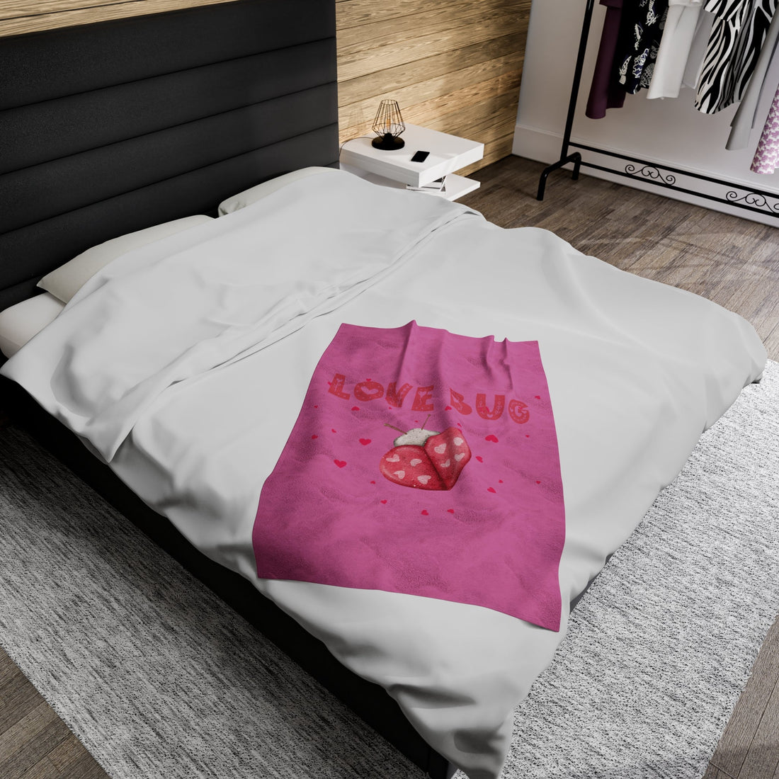 Love Bug Velveteen Plush Blanket - All Over Prints - Positively Sassy - Love Bug Velveteen Plush Blanket
