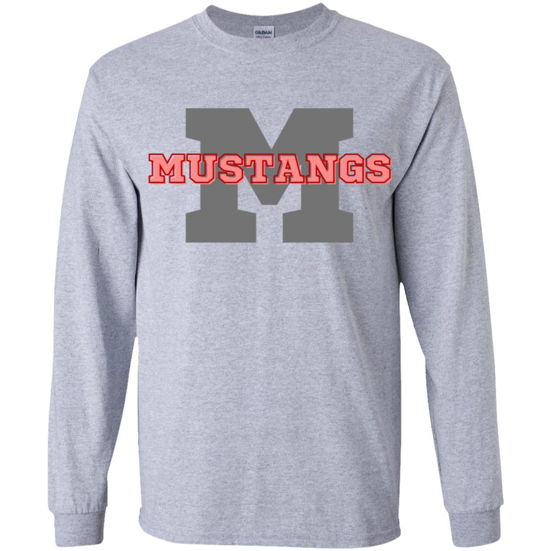 M Mustangs Youth LS T-Shirt - T-Shirts - Positively Sassy - M Mustangs Youth LS T-Shirt