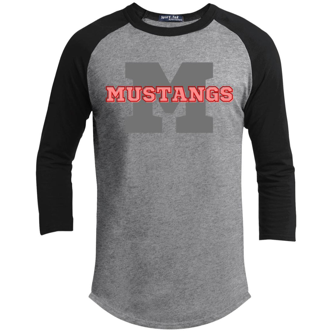 M-Mustangs YT200 Youth 3/4 Raglan Sleeve Shirt - T-Shirts - Positively Sassy - M-Mustangs YT200 Youth 3/4 Raglan Sleeve Shirt