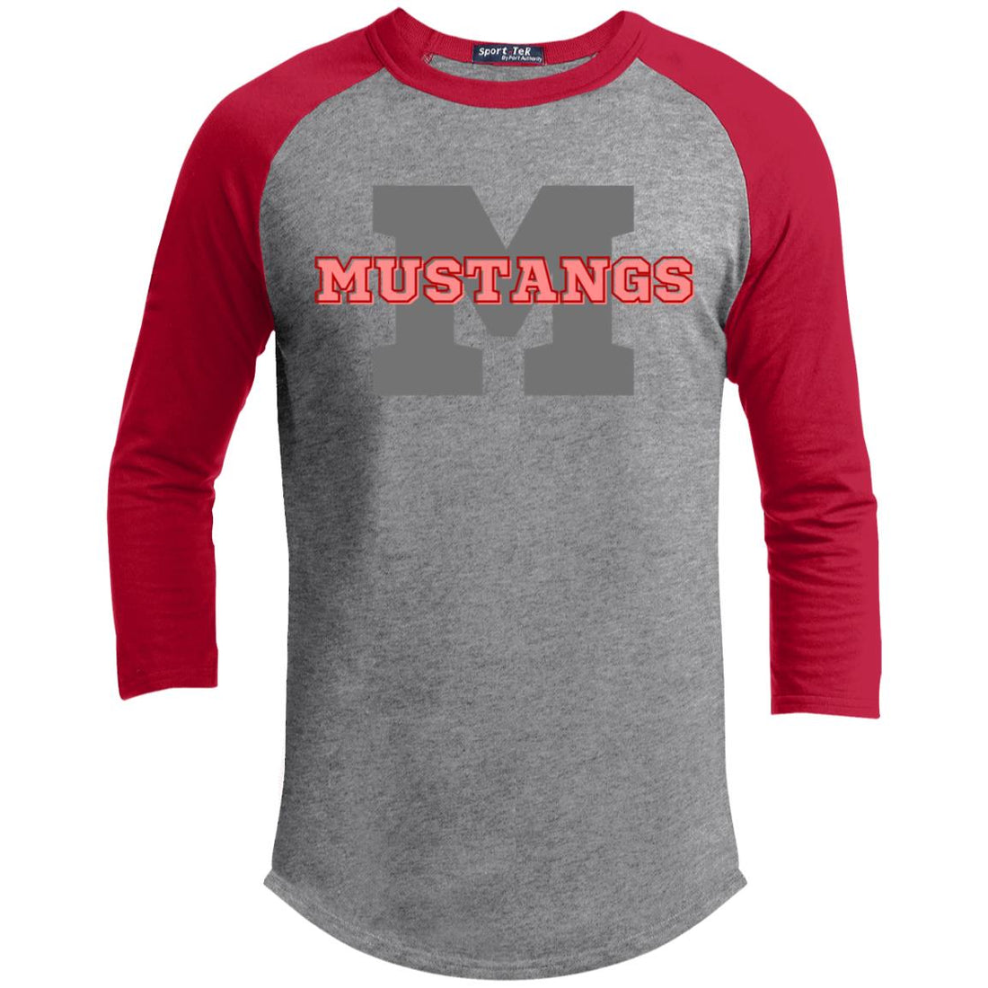 M-Mustangs YT200 Youth 3/4 Raglan Sleeve Shirt - T-Shirts - Positively Sassy - M-Mustangs YT200 Youth 3/4 Raglan Sleeve Shirt