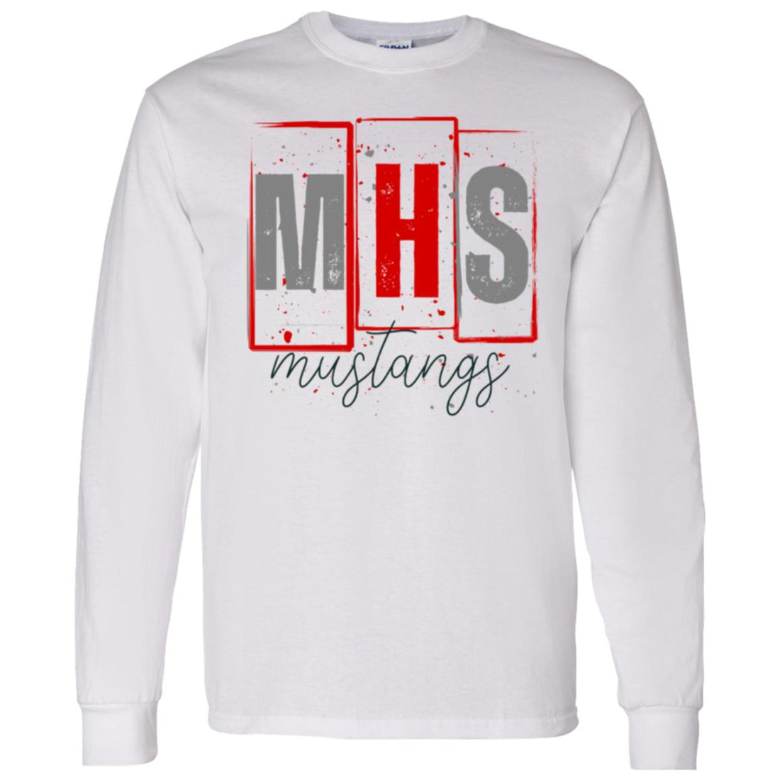 MHS Mustangs LS T-Shirt 5.3 oz. - T-Shirts - Positively Sassy - MHS Mustangs LS T-Shirt 5.3 oz.