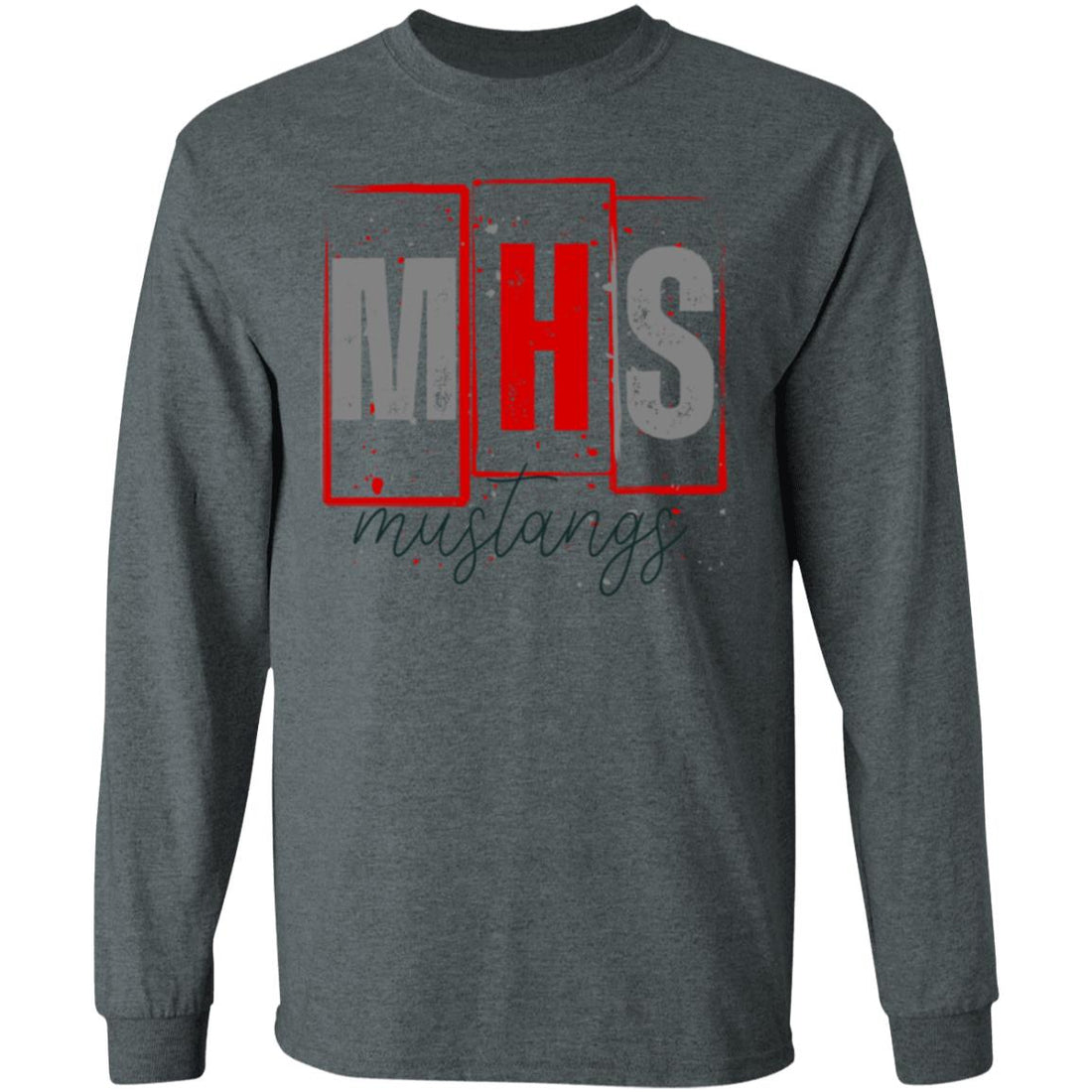 MHS Mustangs LS T-Shirt 5.3 oz. - T-Shirts - Positively Sassy - MHS Mustangs LS T-Shirt 5.3 oz.