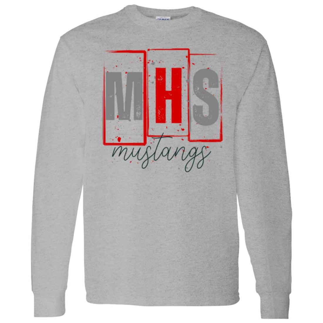 MHS Mustangs LS T-Shirt 5.3 oz. - T-Shirts - Positively Sassy - MHS Mustangs LS T-Shirt 5.3 oz.