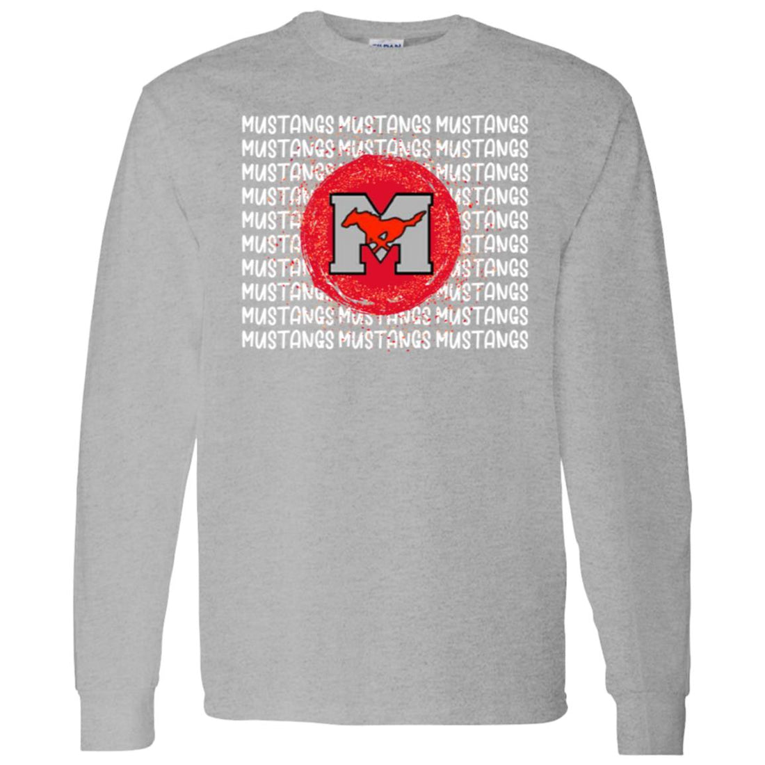 Mustangs Repeat LS T-Shirt 5.3 oz. - T-Shirts - Positively Sassy - Mustangs Repeat LS T-Shirt 5.3 oz.