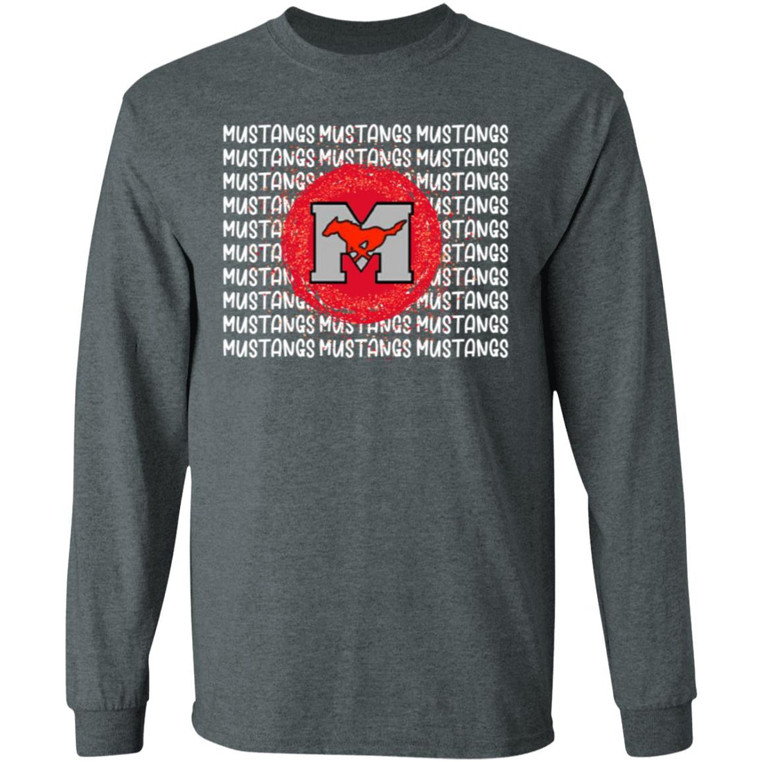 Mustangs Repeat LS T-Shirt 5.3 oz. - T-Shirts - Positively Sassy - Mustangs Repeat LS T-Shirt 5.3 oz.