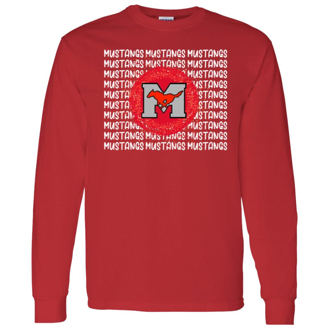 Mustangs Repeat LS T-Shirt 5.3 oz. - T-Shirts - Positively Sassy - Mustangs Repeat LS T-Shirt 5.3 oz.