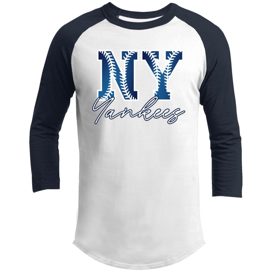 NY Yankees Raglan Sleeve Shirt - T-Shirts - Positively Sassy - NY Yankees Raglan Sleeve Shirt